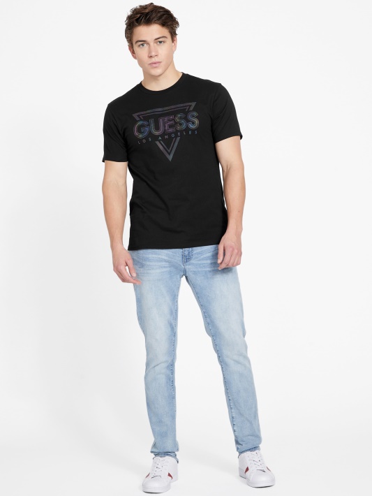 Atspėti Jet Black Eco Klipped Crewneck Marškinėliai