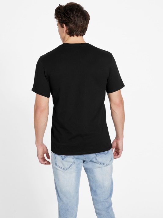 Atspėti Jet Black Eco Klipped Crewneck Marškinėliai