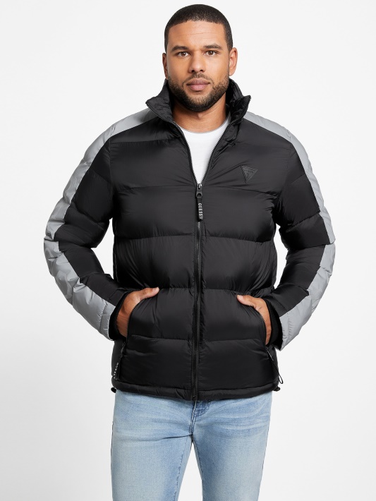Jet Black Multi Eco Martin Color-block Puffer Striukė Spėjimas