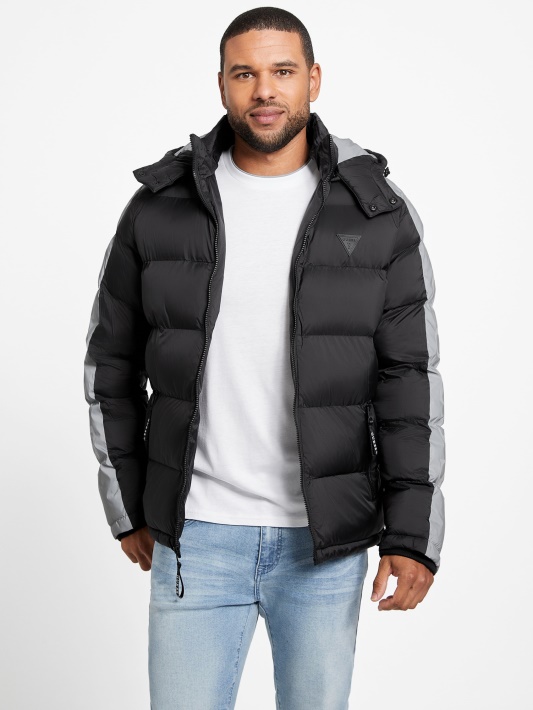 Jet Black Multi Eco Martin Color-block Puffer Striukė Spėjimas