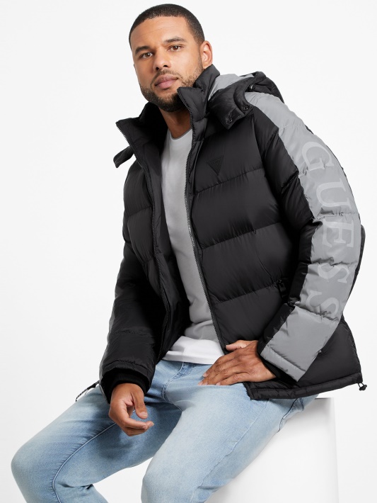 Jet Black Multi Eco Martin Color-block Puffer Striukė Spėjimas
