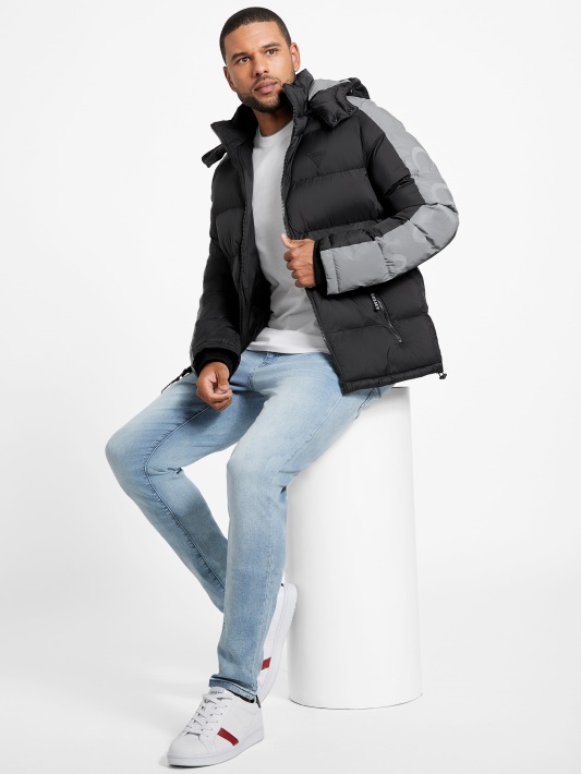 Jet Black Multi Eco Martin Color-block Puffer Striukė Spėjimas