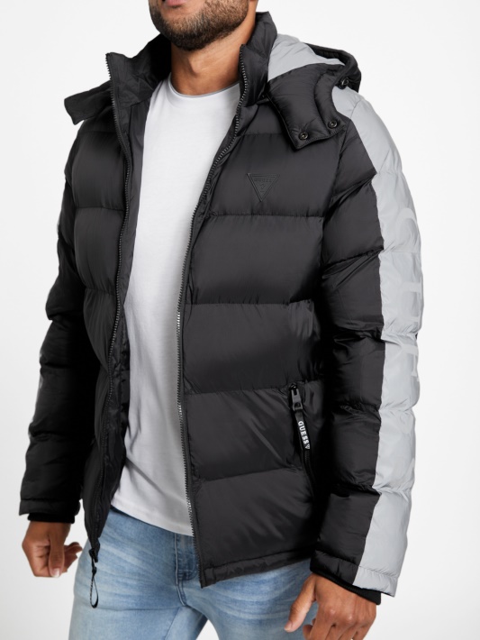 Jet Black Multi Eco Martin Color-block Puffer Striukė Spėjimas