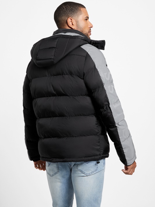 Jet Black Multi Eco Martin Color-block Puffer Striukė Spėjimas