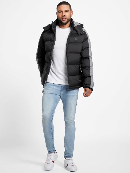 Jet Black Multi Eco Martin Color-block Puffer Striukė Spėjimas