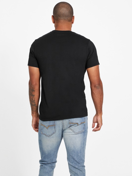 Atspėti Jet Black Kwes Logotipu Crewneck Marškinėliai