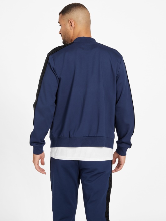 Jon Logotipo Juosta Bomber Striukė šilko Mėlyna Spėjimas