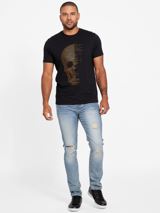 Jet Juodas Guess Eco Fronz Crewneck Marškinėliai