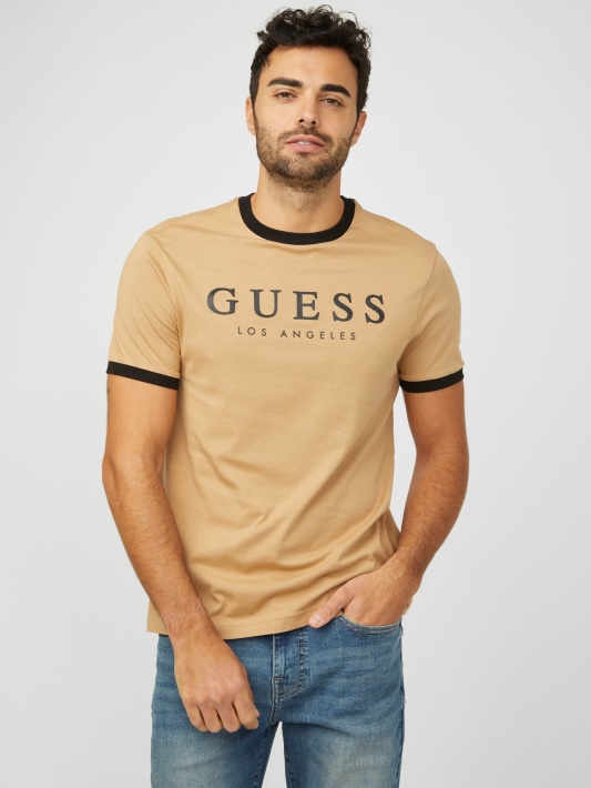 Skrudinta Taupe Kirk Logotipas Crew Tee Guess