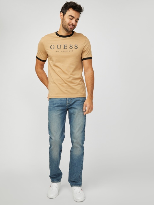 Skrudinta Taupe Kirk Logotipas Crew Tee Guess