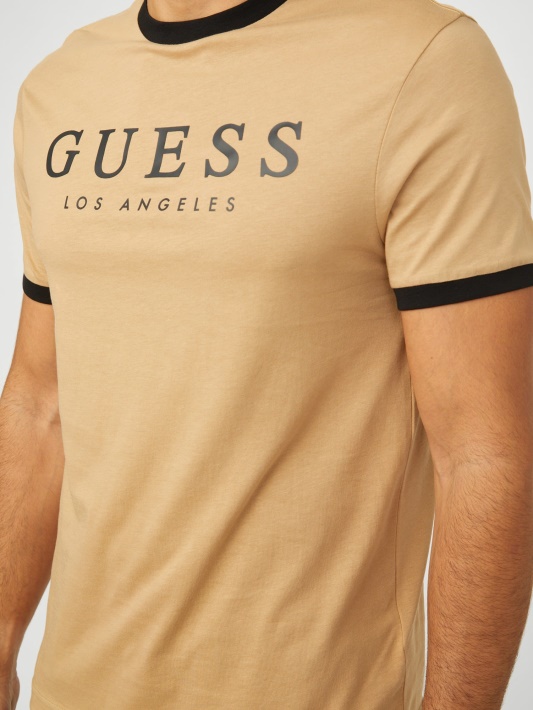 Skrudinta Taupe Kirk Logotipas Crew Tee Guess