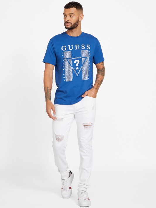 Kwes Logotipas Crewneck Tee Mėlynas Maya Spėjimas