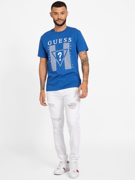 Kwes Logotipas Crewneck Tee Mėlynas Maya Spėjimas