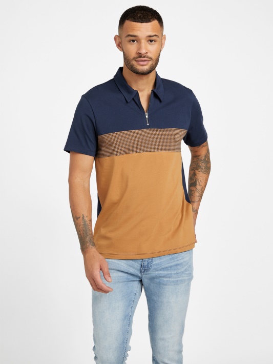 Atspėti Rudas Topazas Multi Eco Fort Color-block Zip Polo