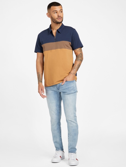 Atspėti Rudas Topazas Multi Eco Fort Color-block Zip Polo