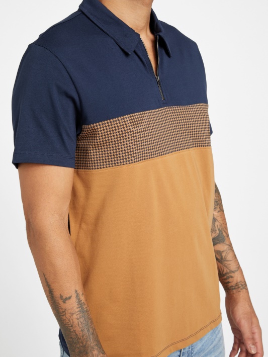 Atspėti Rudas Topazas Multi Eco Fort Color-block Zip Polo