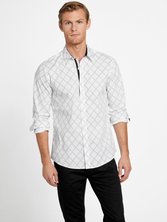Lance Geometric Shirt Atspėti Grynai Balti