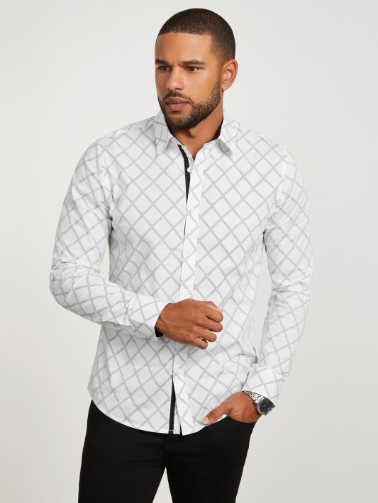 Lance Geometric Shirt Atspėti Grynai Balti