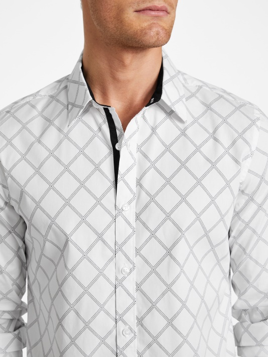 Lance Geometric Shirt Atspėti Grynai Balti