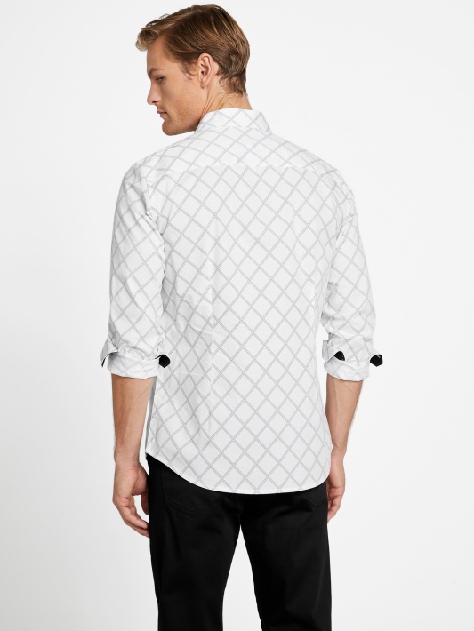 Lance Geometric Shirt Atspėti Grynai Balti