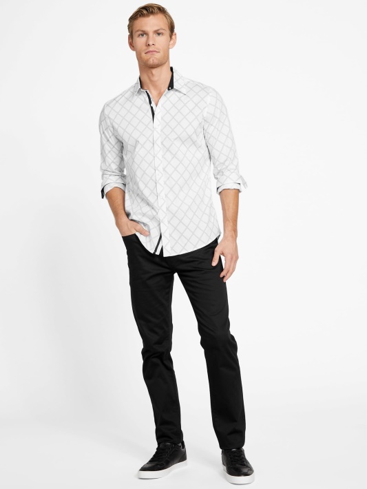 Lance Geometric Shirt Atspėti Grynai Balti