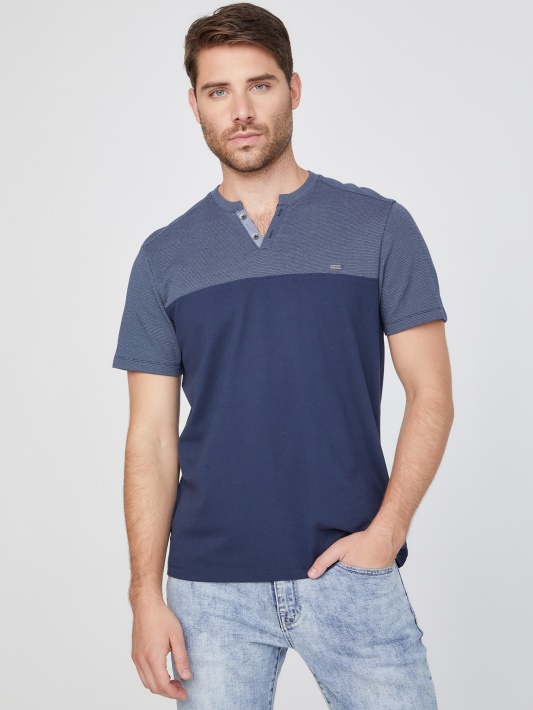 Adrian Color-block Slit Tee Silk Blue Spėjimas