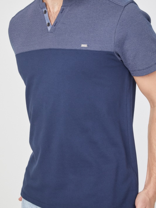 Adrian Color-block Slit Tee Silk Blue Spėjimas