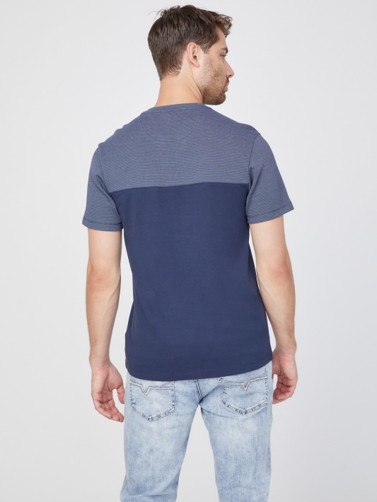 Adrian Color-block Slit Tee Silk Blue Spėjimas