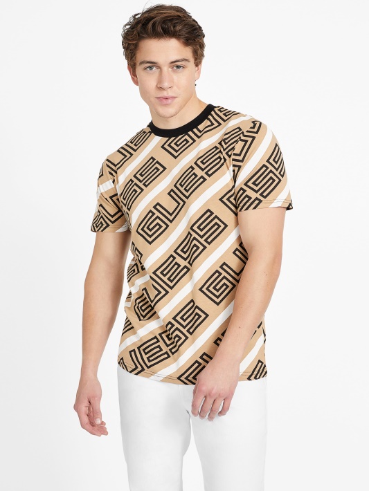 Atspėti Opie Logotipas Crewneck Tee Skrudinta Taupe