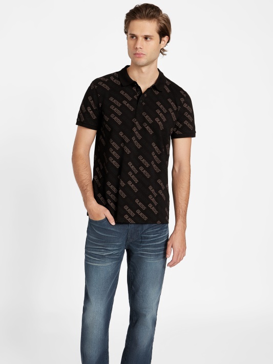 Bronton Logotipas Polo Guess Jet Juodas