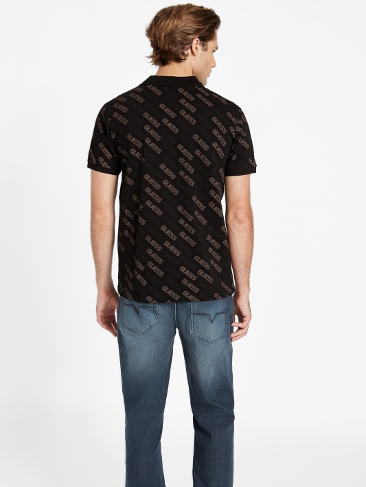 Bronton Logotipas Polo Guess Jet Juodas
