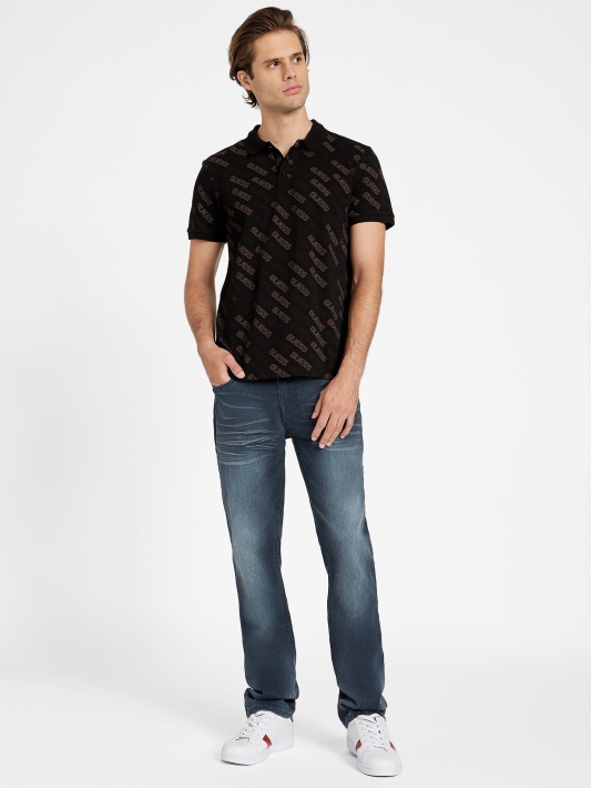 Bronton Logotipas Polo Guess Jet Juodas
