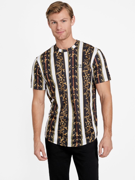 Jet Black Multi Guess Seik Baroque Graphic Marškinėliai