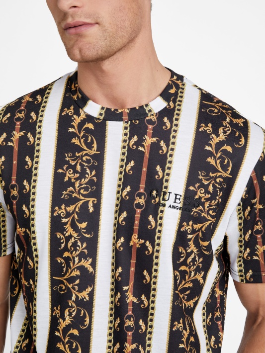 Jet Black Multi Guess Seik Baroque Graphic Marškinėliai