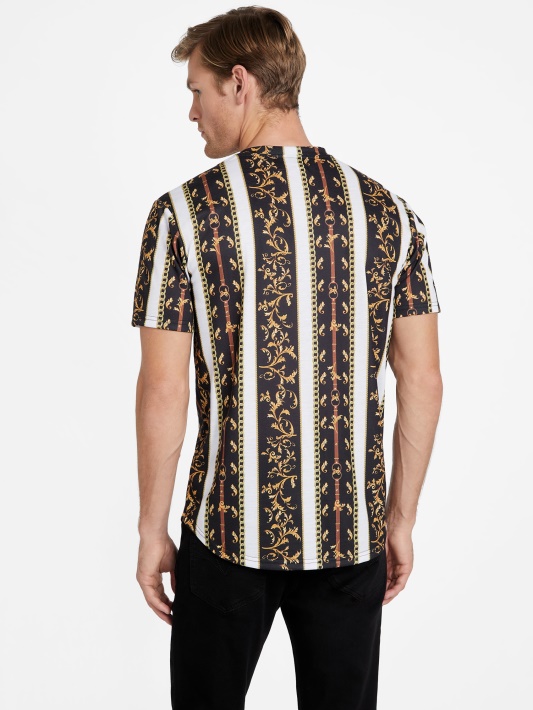 Jet Black Multi Guess Seik Baroque Graphic Marškinėliai
