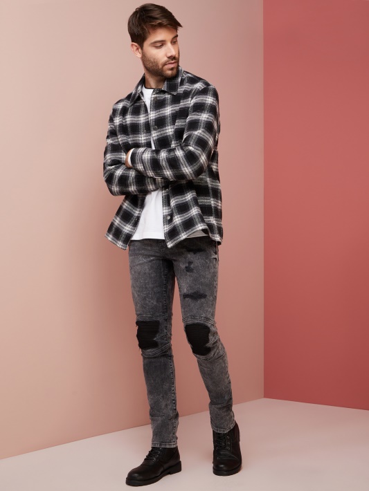 Jet Black Multi Guess Garlan Languotų Marškinių Striukė