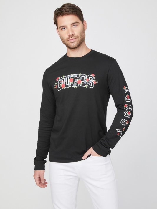 Atspėti Eco Knox Logotipas Crewneck Jet Juodas
