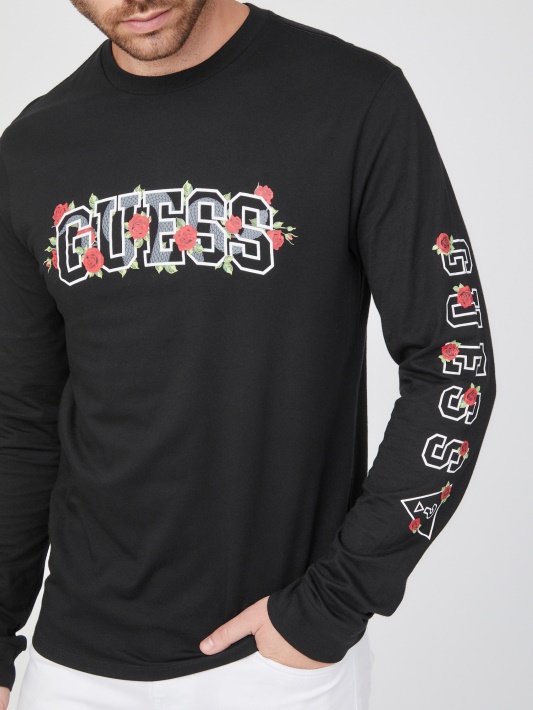 Atspėti Eco Knox Logotipas Crewneck Jet Juodas