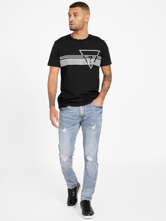 Pekah Houndstooth Logotipas Crewneck Tee Jet Juodas Spėjimas