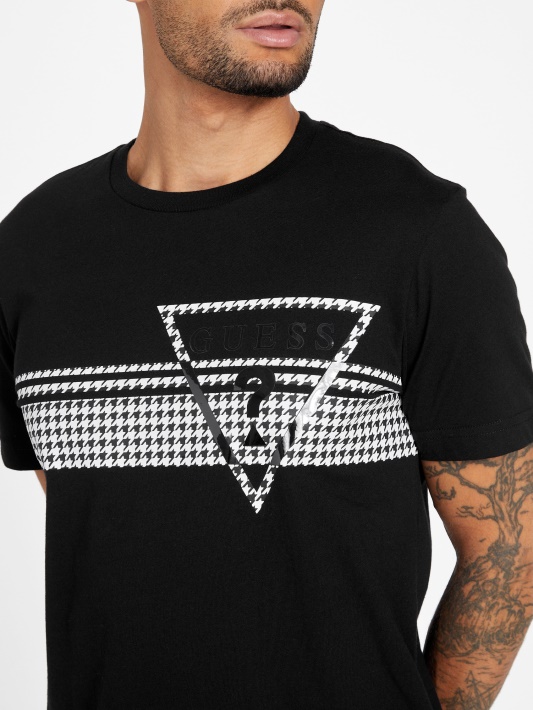 Pekah Houndstooth Logotipas Crewneck Tee Jet Juodas Spėjimas