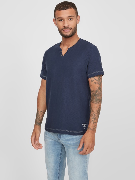 Ricky Split Tee Silk Blue Spėjimas
