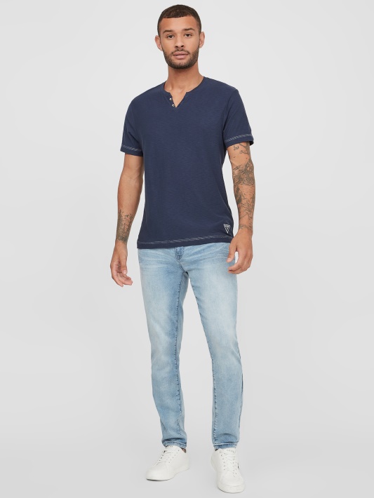 Ricky Split Tee Silk Blue Spėjimas