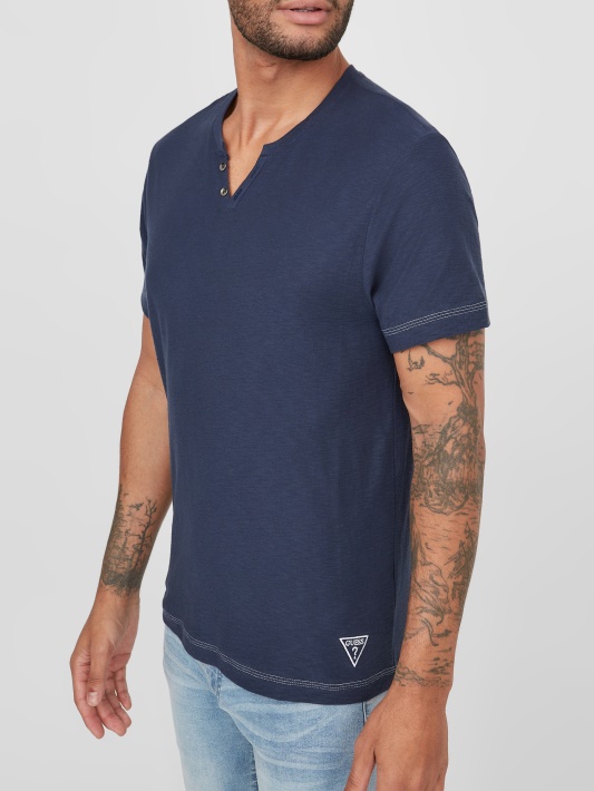 Ricky Split Tee Silk Blue Spėjimas