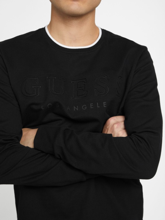 Kalico Logotipas Ilgomis Rankovėmis Marškinėliai Guess Jet Juodas