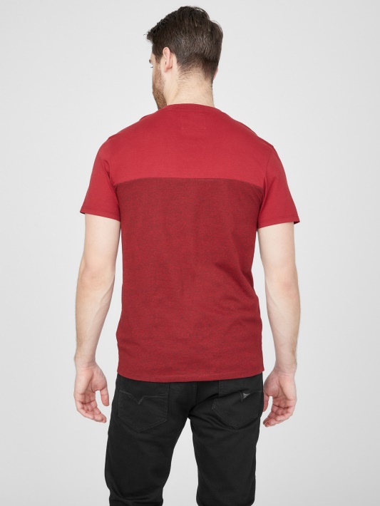 Ganton Spalvos Blokuotas V-neck Marškinėliai Spėti Varsity Raudona