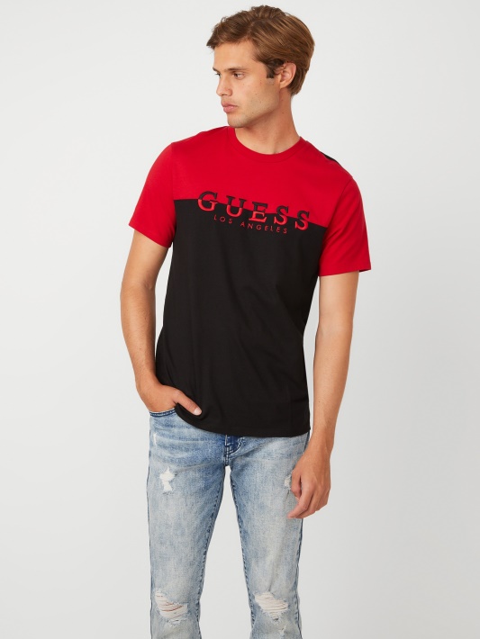 Davion Color-block Logotipas Tee Varsity Raudonas Spėjimas