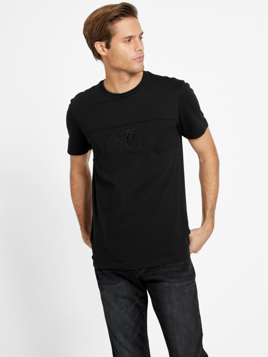Jet Black Motzy Logotipas Crewneck Tee Spėjimas