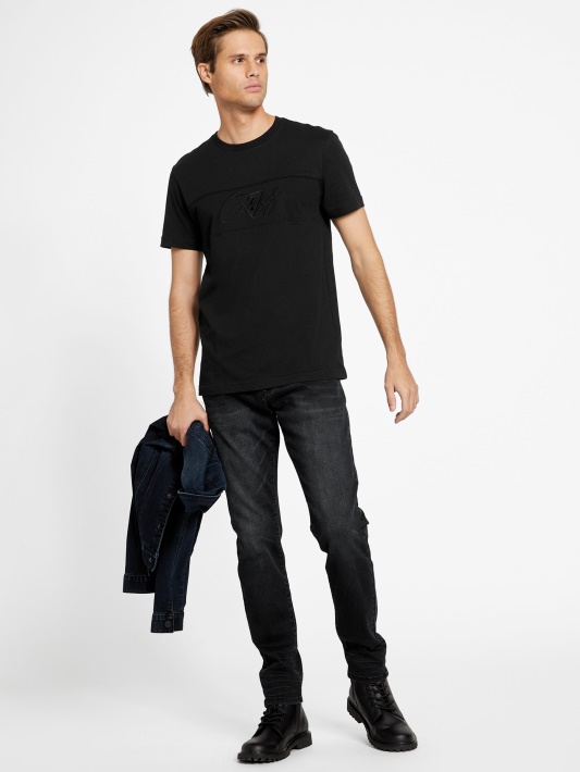 Jet Black Motzy Logotipas Crewneck Tee Spėjimas
