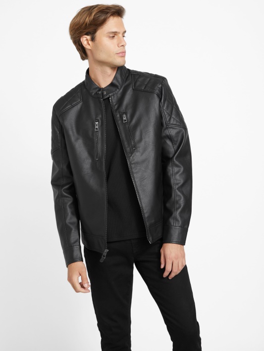 Spėk Rey Dirbtinės Odos Moto Striukė Jet Black