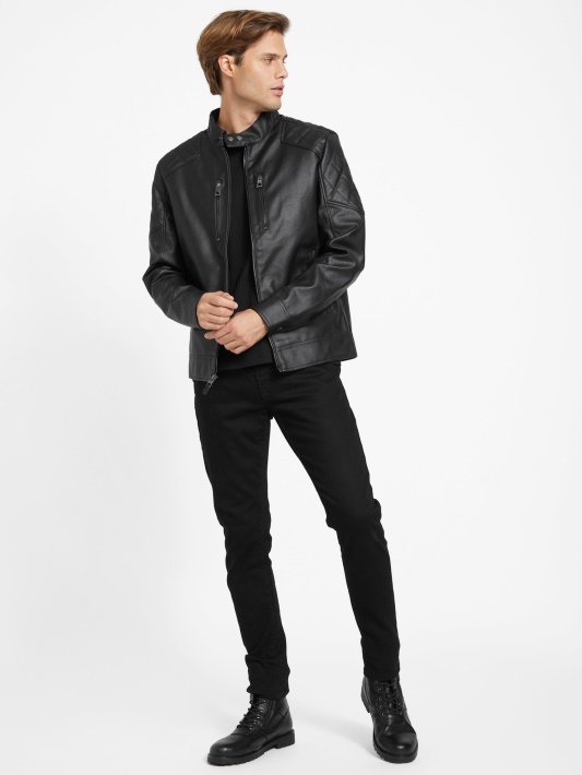 Spėk Rey Dirbtinės Odos Moto Striukė Jet Black